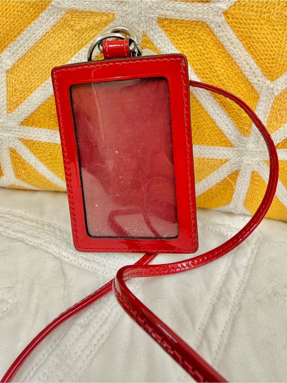 Coach Red Patent Leather Key/Card Pouch with Silver Hardware - Picture 4 of 4